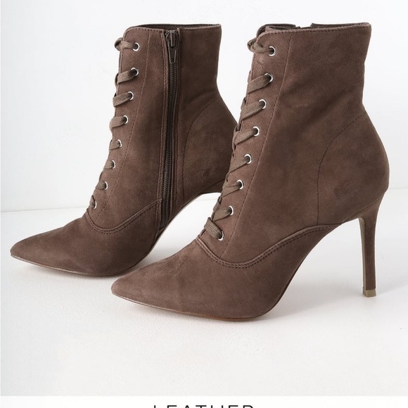 Steve Madden Jinx taupe suede  Brown Lace-Up Ankle Boots sz 7 nwob - Picture 6 of 6